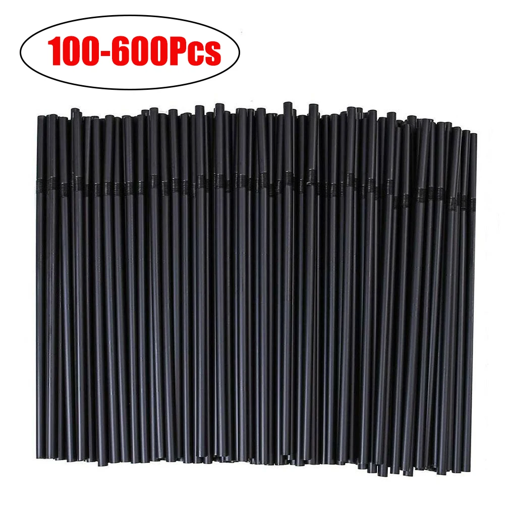 100600pcs Black Plastic Straws Drinking Disposable Rietjes 21cm Long