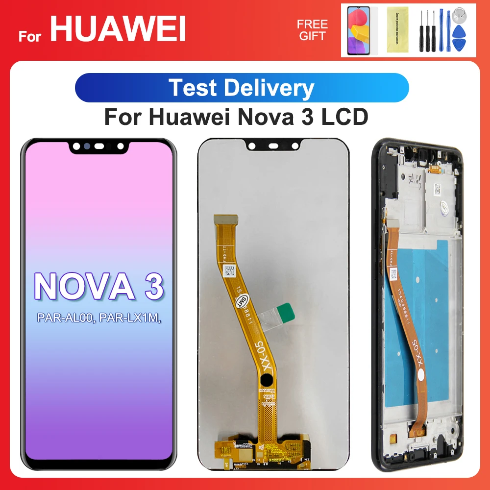 ЖК-дисплей с сенсорным экраном и дигитайзером в сборе для HUAWEI Nova 3 6,3 'для Nova 3 PAR-AL00 LX1M LX1 LX9 TL20