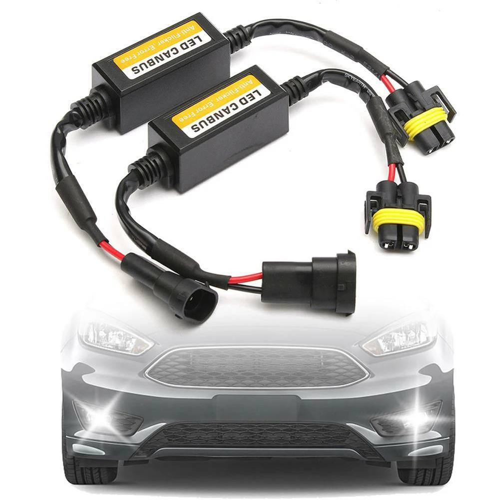 

2Pc PVC Metal LED H11 Headlight Canbus Error Free Anti Flicker Resistor Canceller Decoder Warning Canceler Durable Car Accessori