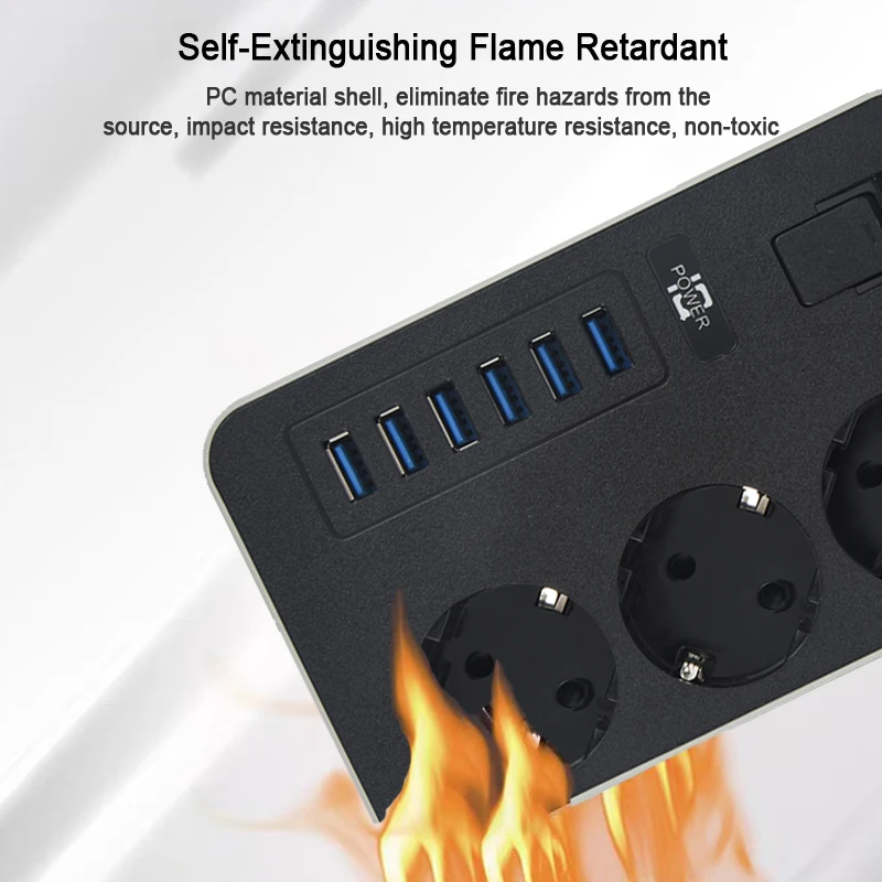 Cabo de Extensão Smart Home Power Strip Tomada Elétrica com Portas Usb Filtro de Rede de Carregamento Rápido Plugue ue Multiprise Tomada ac - Image 3