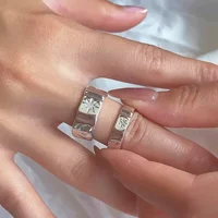 925 Sterling Sliver Star Rings Y2K Couple Zircon Star Open Ring for Women Men Wide Retro Figner Rings Lovers Gift Jewelry - Image 3