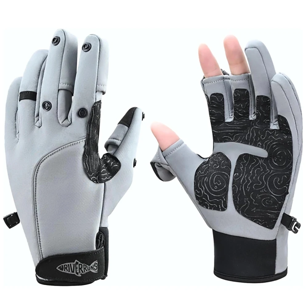 Aventik Windproof and Waterproof Winter Fishing Gloves Fleece lining Touchscreen Compatibility Durable Synthetic Leather