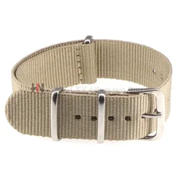 Black Nylon Army Sports Watch Strap with Buckle and Belt Pins - 18mm (Khaki)