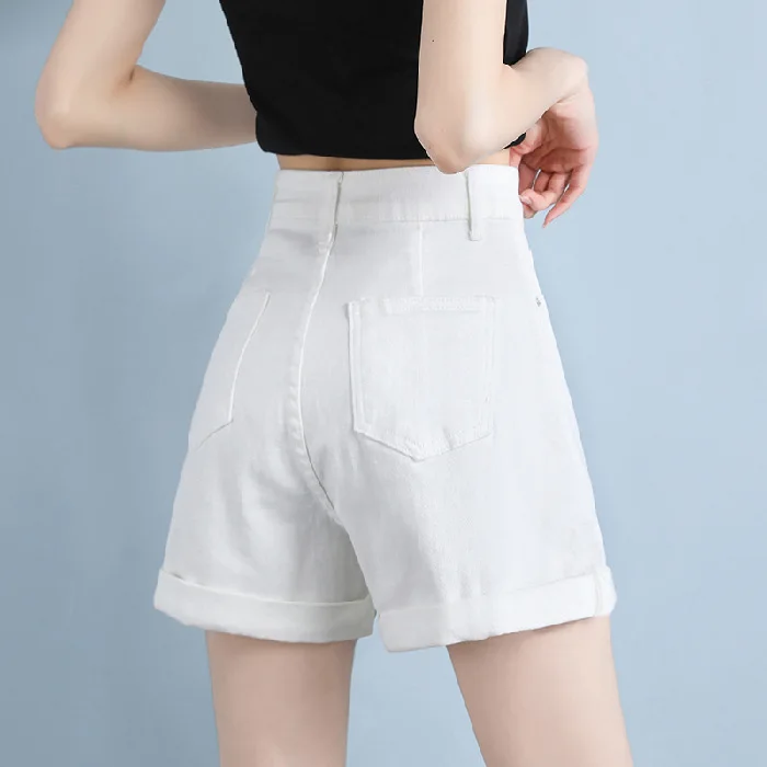 2023 New Denim Shorts Women's Summer High Waist Slim Loose A-line Small Wide Leg Hot Pants