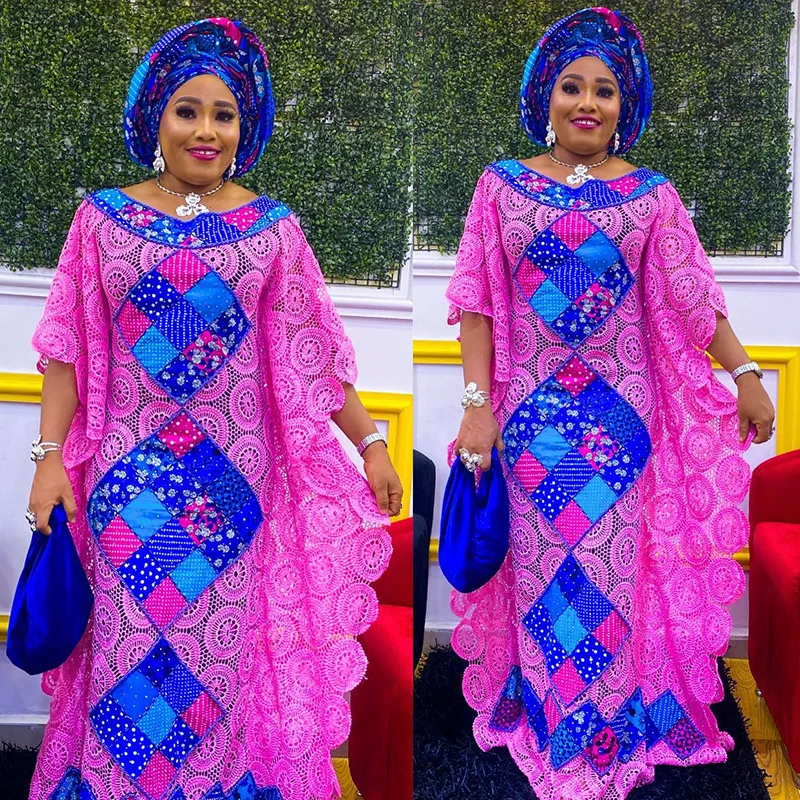 

Lace Gown for Nigerian Women African Loose Dress for Party 2022 New Robe Plus Size Women's Africa Clothes Boubou Africain Femme