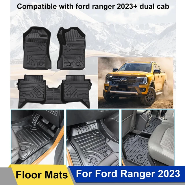 3D Tailored Deep Rubber Mud Mats Floor Mat for Ford Ranger Raptor 2023+  Full Set