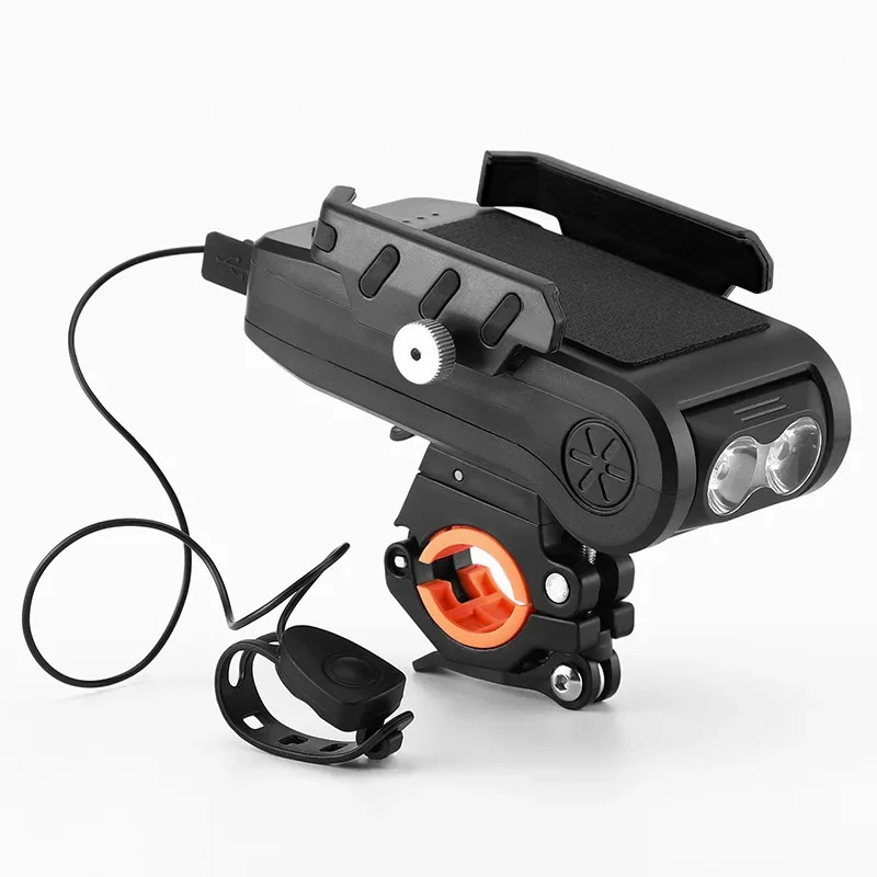 IN Led Bicycle Light Front USB Rechargeable Horn Phone Holder