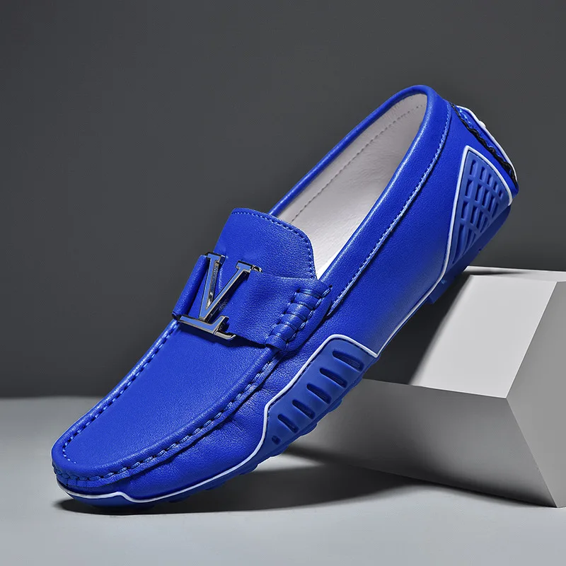 Men's Casual Leather Shoes Cowhide Loafers Soft Luxury Pea Shoes Green Genuine Leather Men's Flats Driving leather shoes men loafers