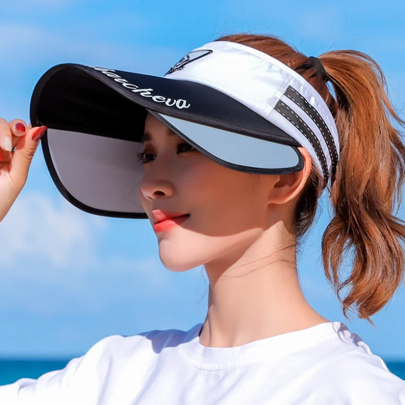 Summer Sun Hats for Women Female Sun Protection Vacation Beach Cap Outdoor Bucket Hat Retractable Long Brim Empty Top Hats New 1