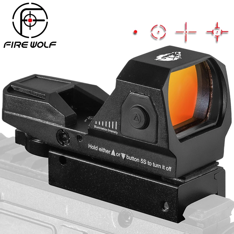 

1X22X33 Reflex Sight 4 Reticle Red Dot Sight Optics ON & Off Switch for 20mm Rail Mount Airsoft Air Tactical Rifle Socpe