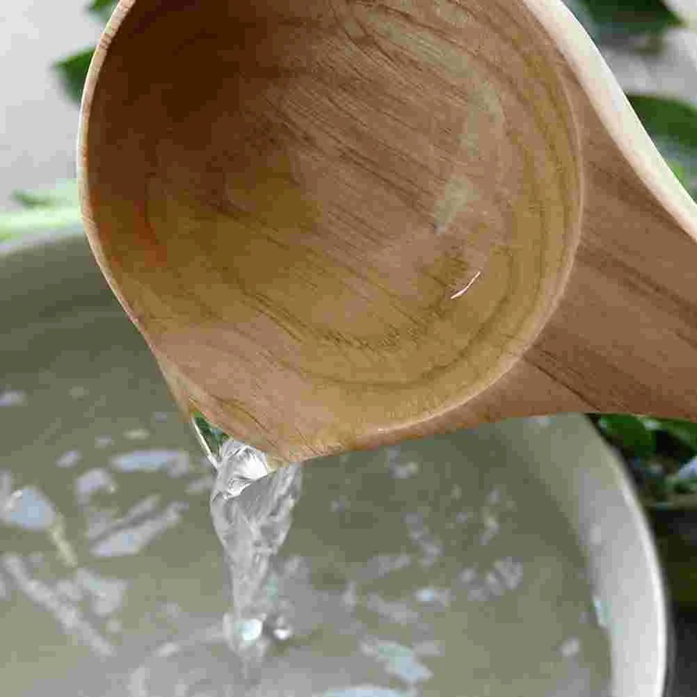 Wooden Spoon Sauna Room Wooden Spoon Bamboo Handle Water Spoon Bathing Wood Bath Water Ladle Scoop Household 25*8.5cm