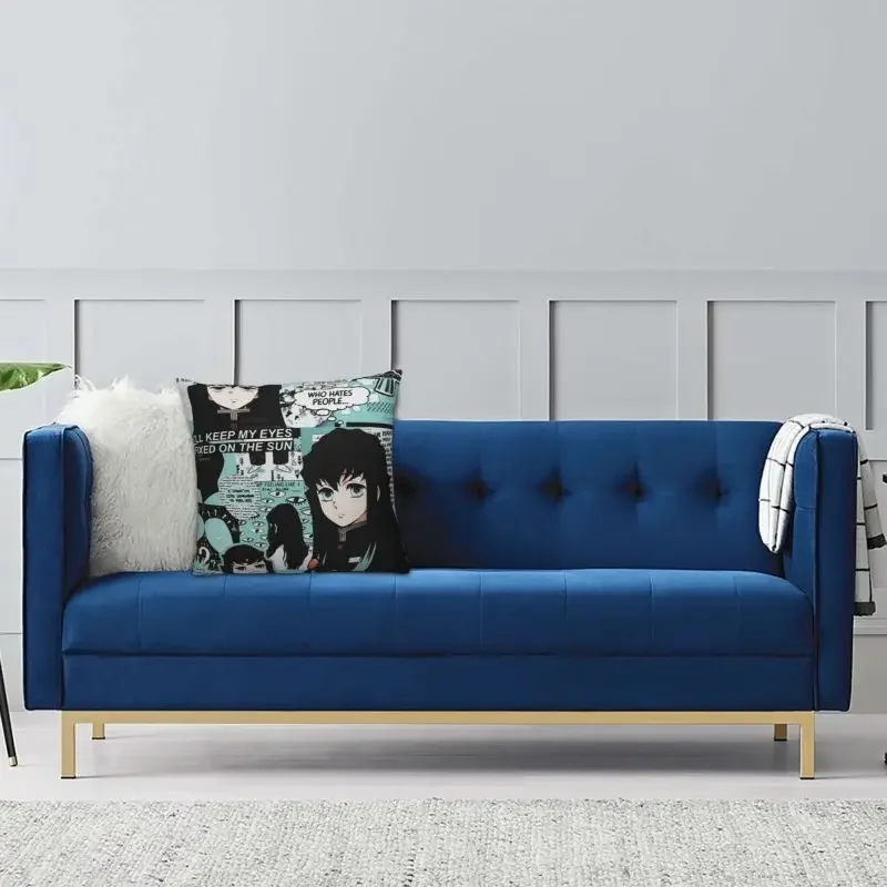 Anime Demon Slayer Modern Throw Pillow Cover Living Room Decoration Muichiro Tokito Kimetsu No Yaiba Cushion