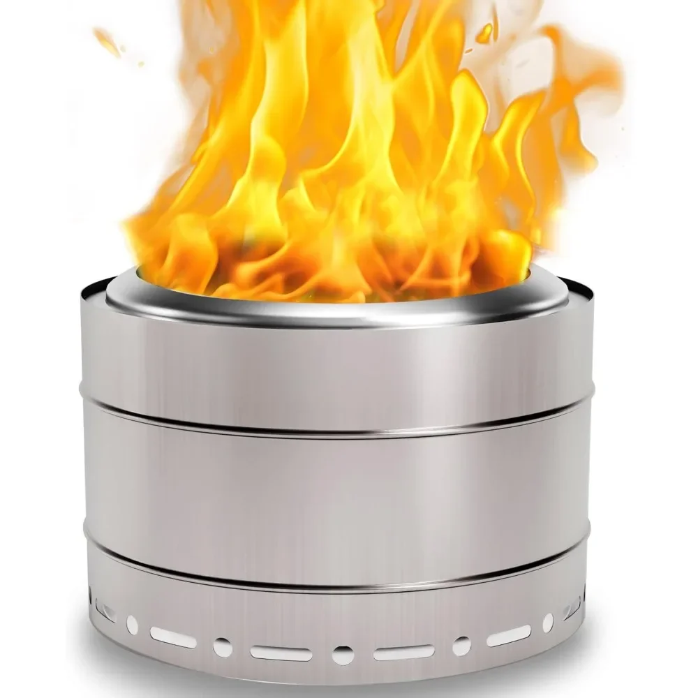 19.5 inch Smokeless Fire Pit with Carry Bag Stainless Steel Outdoor Smokeless Firepit Wood Burning Fire Pits for Camping Bonf
