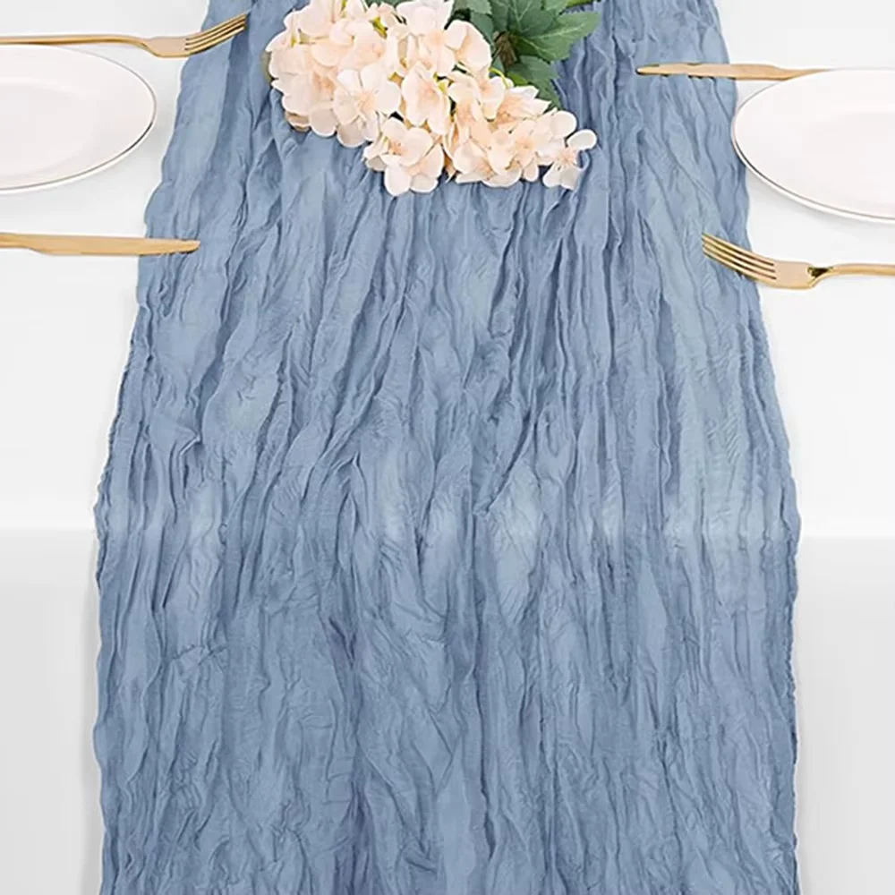 Lilac Purple Boho Rustic Gauze Table Runner for Wedding and Event Decoration