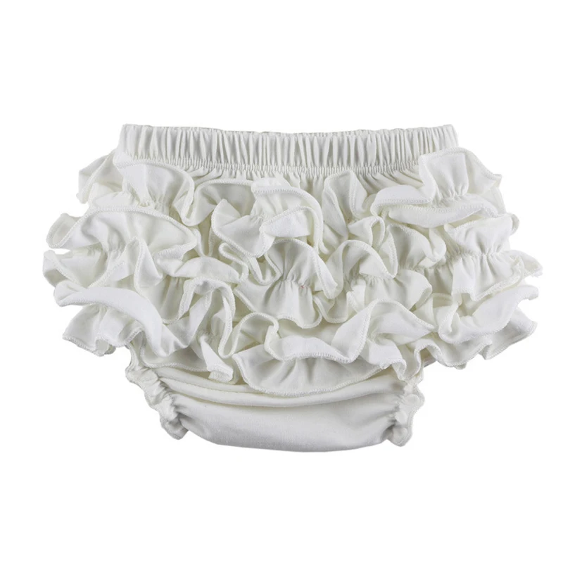 Summer Toddler Girls Ruffle Bloomer Diaper Covers Cotton Baby Girl Shorts Solid Color Icing Ruffle Baby Girl Bloomers