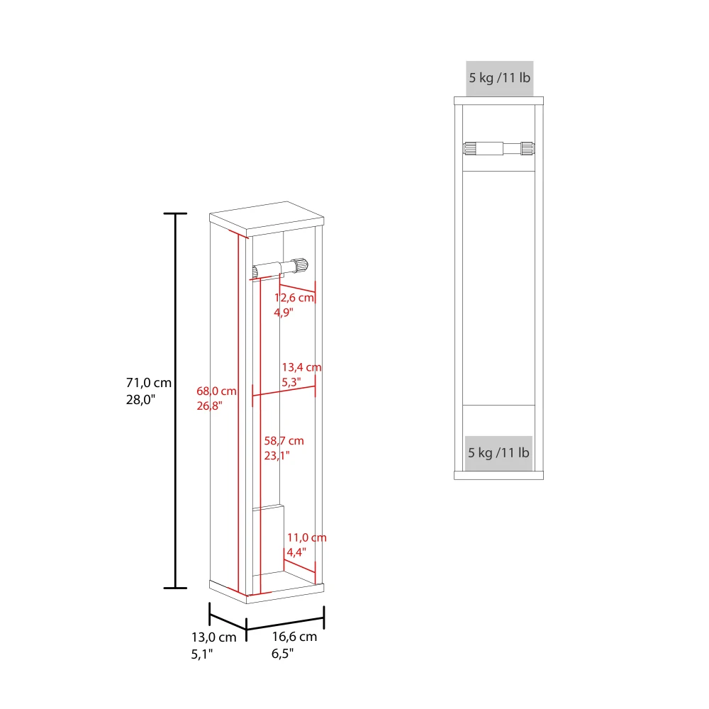 Bali  28" High Toilet Paper Holder Narrow Shelf Organizer for Bathroom, Living Room, Kitchen 3