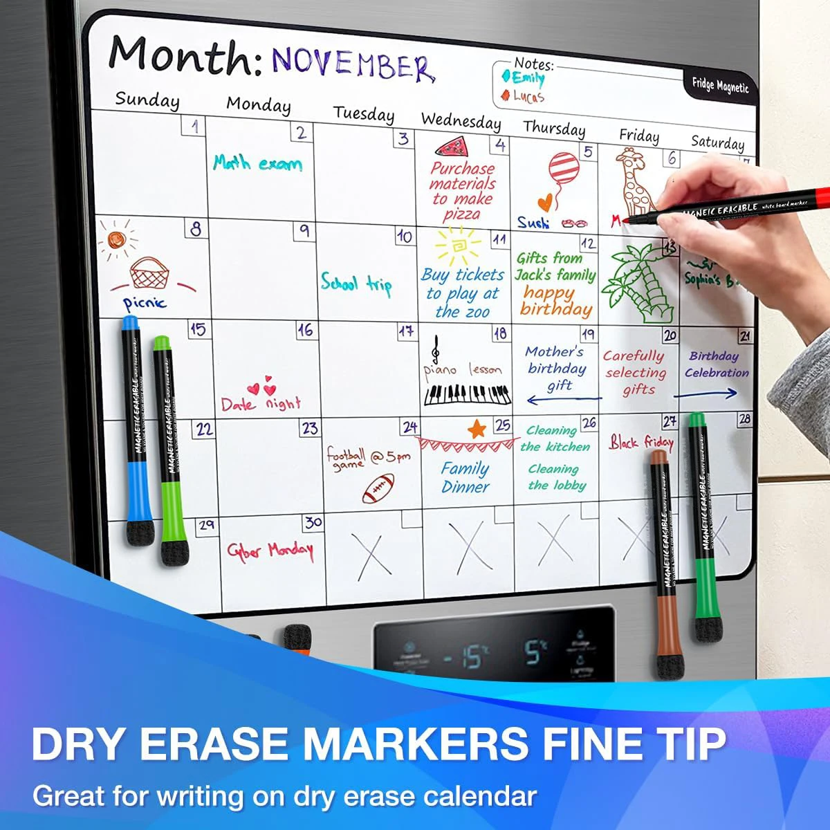 12 Color Magnetic Dry Erase Markers Whiteboard Markers with Eraser Magnetic Whiteboard Markers for School Children Teacher Gift - 6