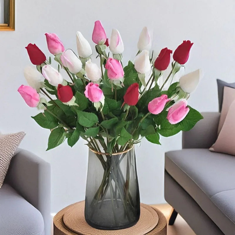 45 سنتيمتر برعم الورد الاصطناعي مع ترطيب اللمس زهرة الحرير للمنزل غرفة المعيشة مدخل الديكور التصوير الدعامة