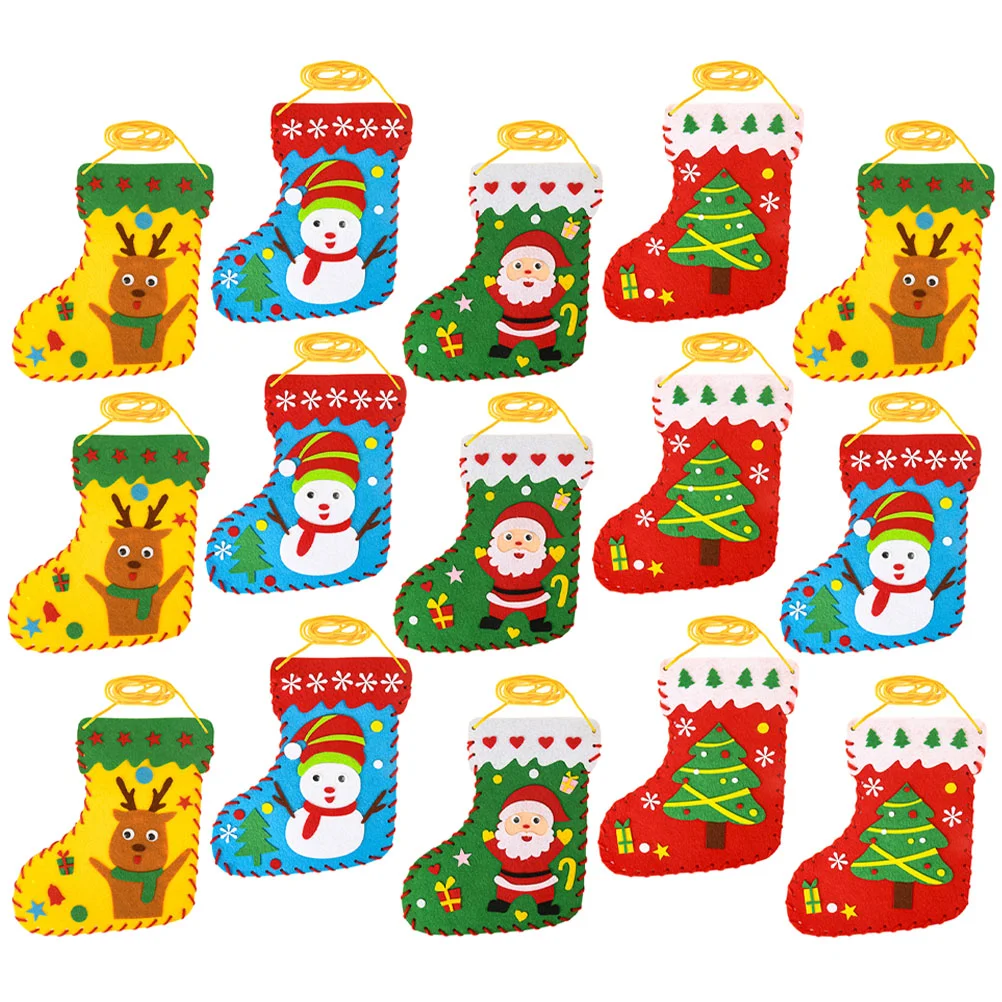 

Рождественские войлочные чулки с Санта-Клаусом, снеговиком, аксессуары для шитья, украшение «сделай сам», рождественское оформление