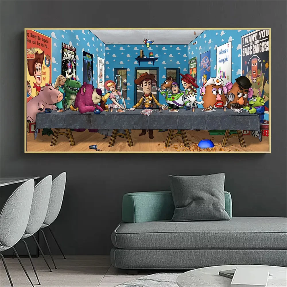 

Абстрактный мультфильм Disney История игрушек Последний Ужин Художественная печать на холсте настенный художественный плакат гостиная забавное украшение для дома картины