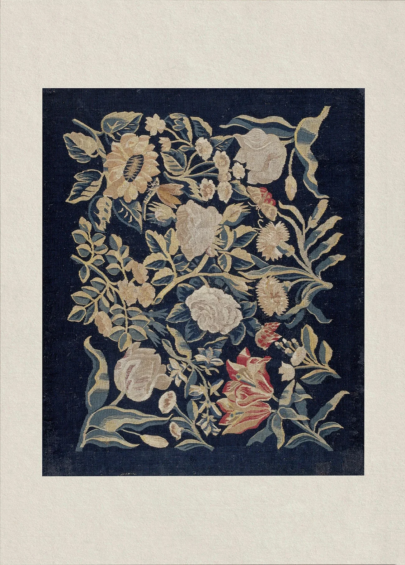 ニュートラルカントリープリントのヴィンテージキャンバス絵画