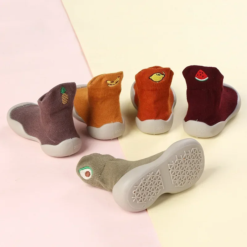 Spring and Autumn Children's Walking Shoes Soft Sole Silicone Cartoon Pure Cotton Baby Shoes Kindergarten Baby Socks Shoes 2