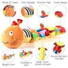Musical Caterpillar Baby Toy Multicolor Sensory Stuffed Animals Crinkle Soft Toys with Ruler Design Bells and Rattles 5