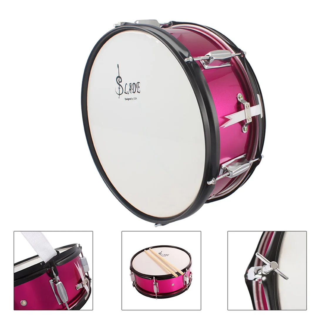 Snare Drum 14 Inch Drum Percussion Instrument Jazz with Strap Accessories for Beginners Practice Music Instrument