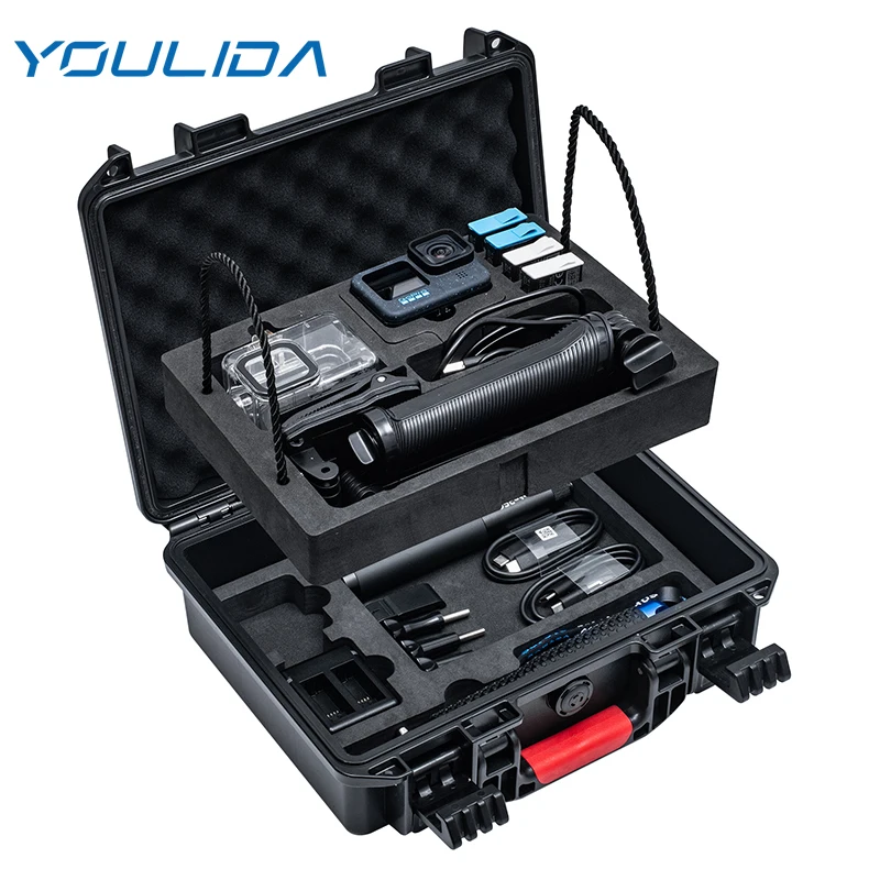For Gopro Hero 12 11 10 9 Carrying Case 2 Layers Storage Case Hard Shell Waterproof Box Camera Accessories Portable Suitcase