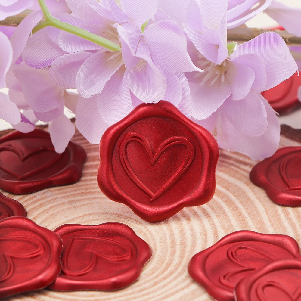 30 Stück Herz-Wachssiegel-Aufkleber, 30 Stück, Umschlag-Siegelaufkleber, Umschlagsiegel, selbstklebende Aufkleber für Hochzeit, Valentinstag – Detail 4