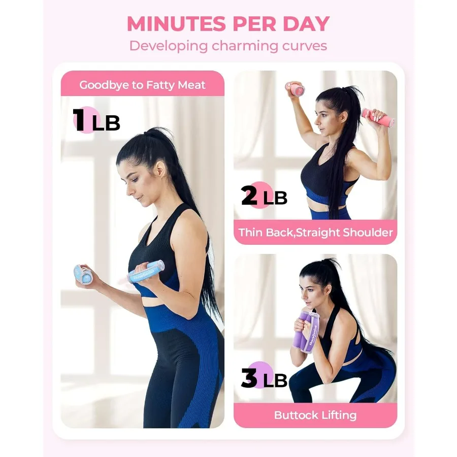 Hand Weights for Women Men, Soft Dumbbells Set of 6(1lb 2lb 3lb Each Pack) for Dumbbell Walking Weight Sets with Hand Strap, Pin