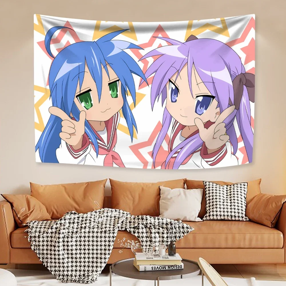 VIKAMA Lucky Star Maid Wandteppich, bunt, Anime-Mädchen, Wandbehang, geeignet für Schlafzimmer, Wohnheim, Kawaii, ästhetische Dekoration – Detail 7
