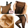 Collants thermiques doublés en polaire pour femmes, une couture, collants chauds et transparents, faux collants thermiques translucides épais, Leggings pour temps froid