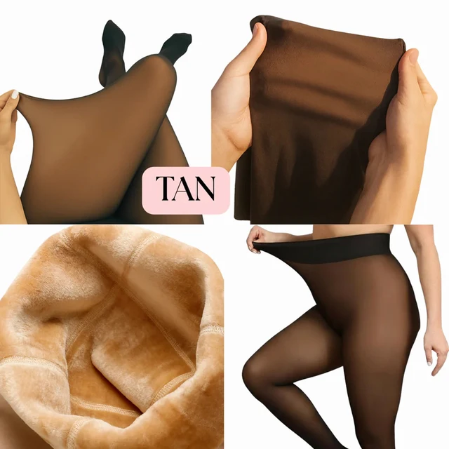 Collants thermiques doublés en polaire pour femmes, une couture, collants chauds et transparents, faux collants thermiques translucides épais, Leggings pour temps froid
