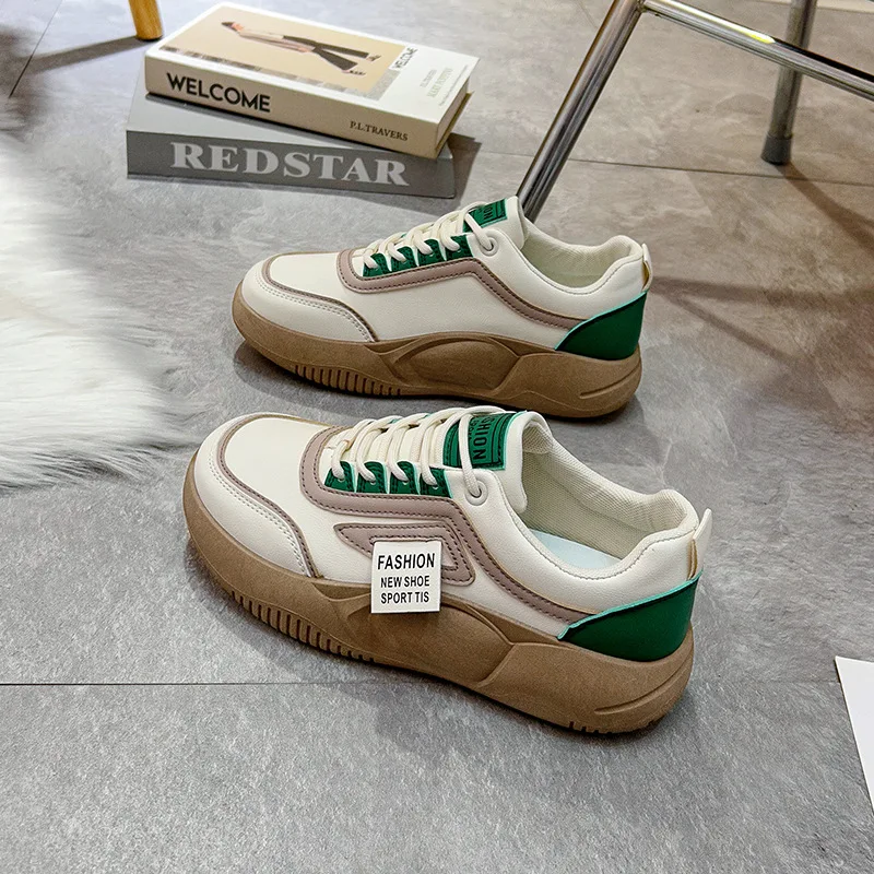 

Кроссовки женские с вулканизированной подошвой, Повседневная Удобная прогулочная обувь, на шнуровке, белые, весна-осень