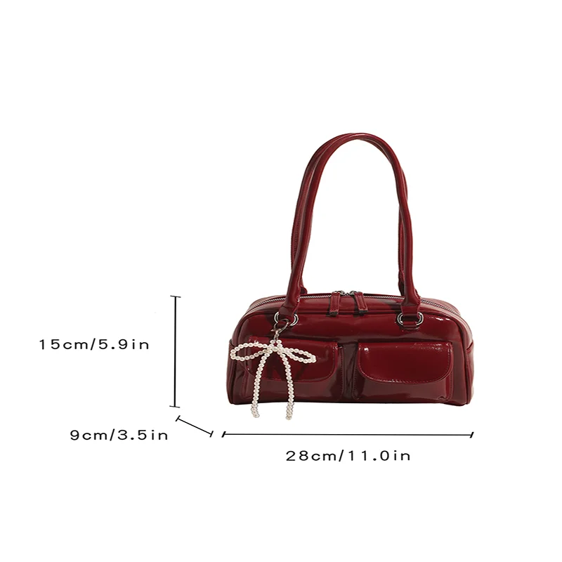 Y2K Luxury Women's Shoulder Bags Large Capacity Bowling Bag For Versatile Handbag With Pendant Commuting