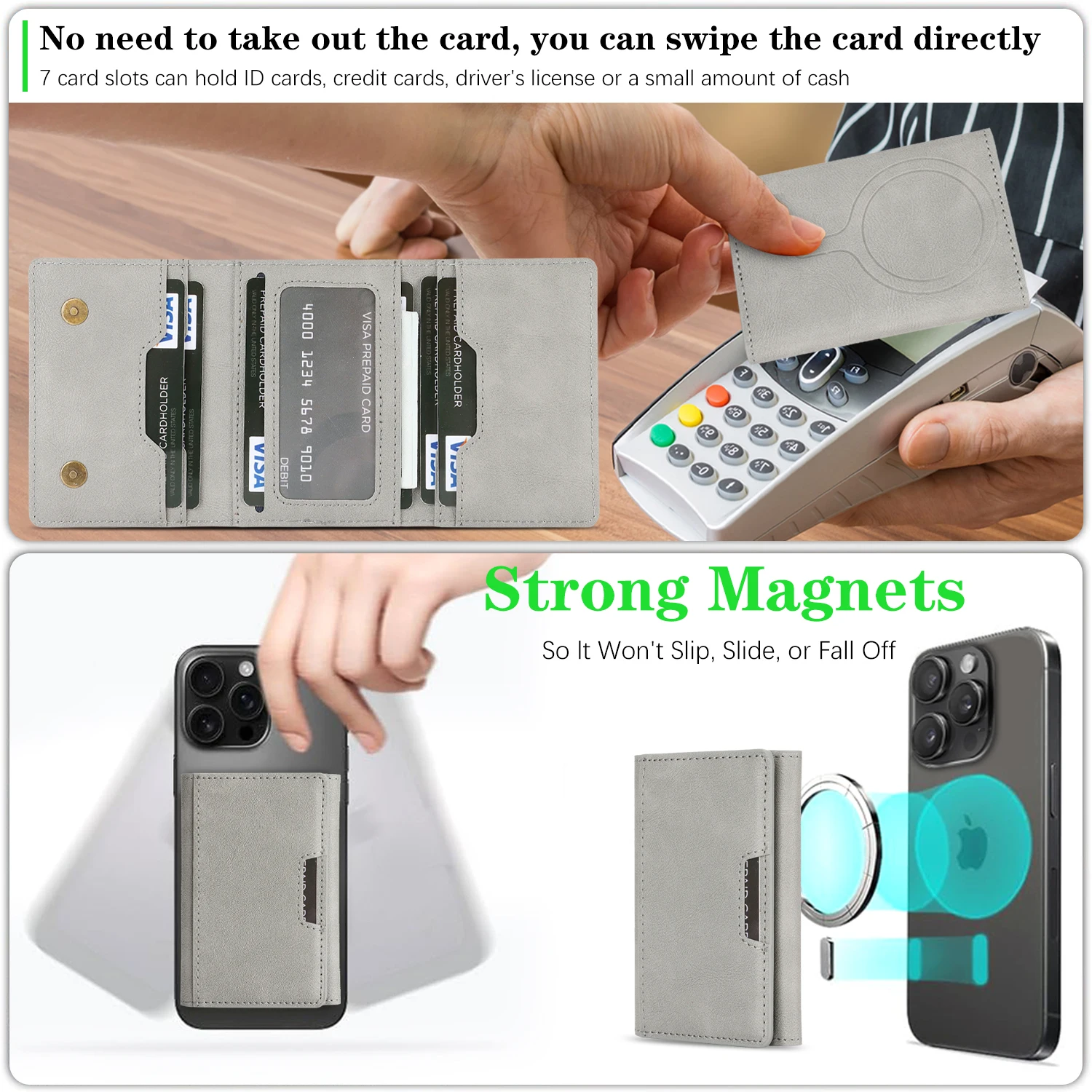Luxury High-End Leather Foldable Mini Wallet with Strong Magnetic Closure