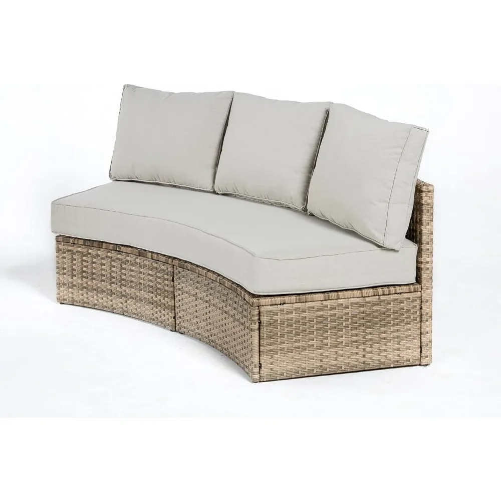Patio Furniture Sets, Half-Moon Sectional Round Sofa Set, Outdoor Patio Furniture with Cushions, Garden Furniture Sets