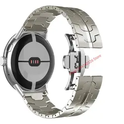Luxucy Stainless Steel Metal Bracelet Watch Strap Accessory for Pixel Watch 3 45mm (Titanium Color)