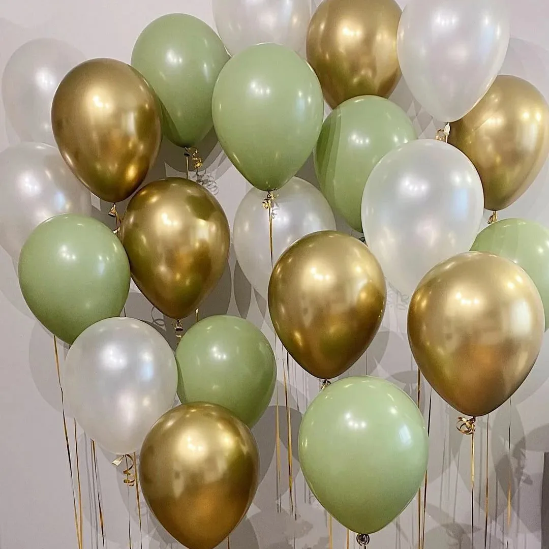 30 pçs 10 polegada retro verde escuro cromo ouro látex balões chuveiro do bebê festa de aniversário do casamento decoração diy suprimentos