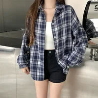 Black Flannel Shirt for Women Long Sleeve Collared Button-Up Tartan Plaid Shirt Jacket  Teen-girl Casual Everyday Outfit - Image 2