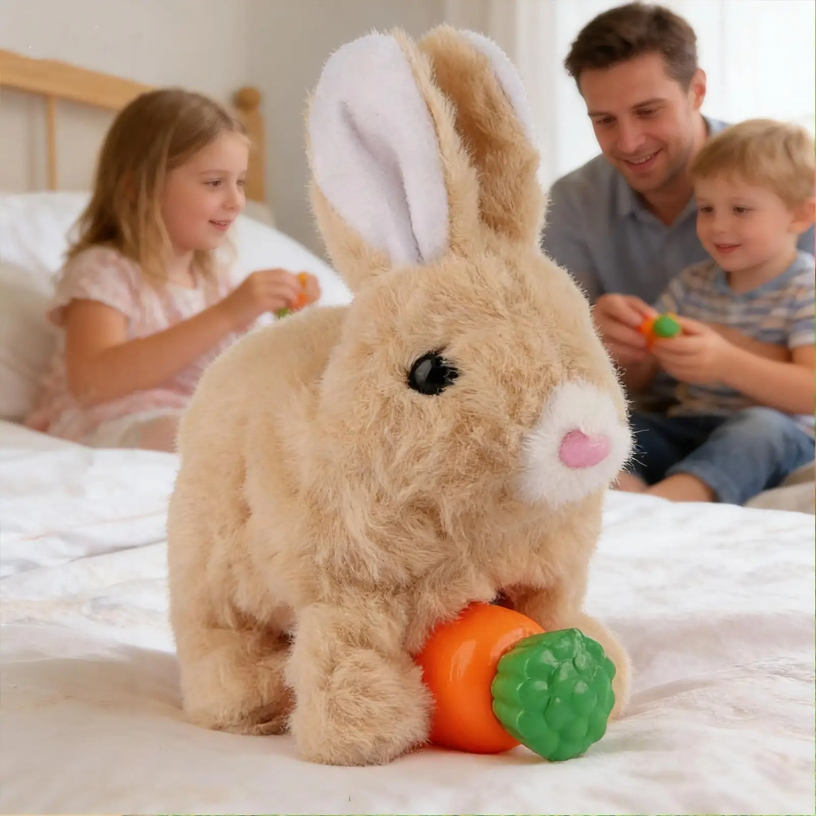 움직이는 토끼 장난감 귀여운 봉제 로봇 애완 토끼 소리와 흔들리는 귀가 있는 로봇 토끼 아이들 남자아이 여자아이 어린이 생일 선물