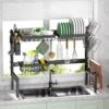 dish drying rack,Telescopic extension tableware storage rack above the sink,No need to punch holes,Suitable for kitchen supplies 2