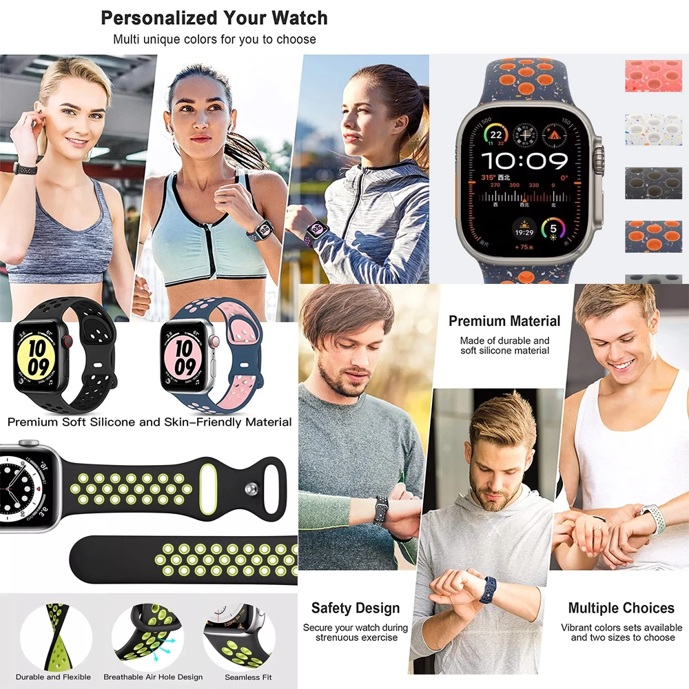 Breathable Sports Silicone Band for Smartwatches - Unisex Design