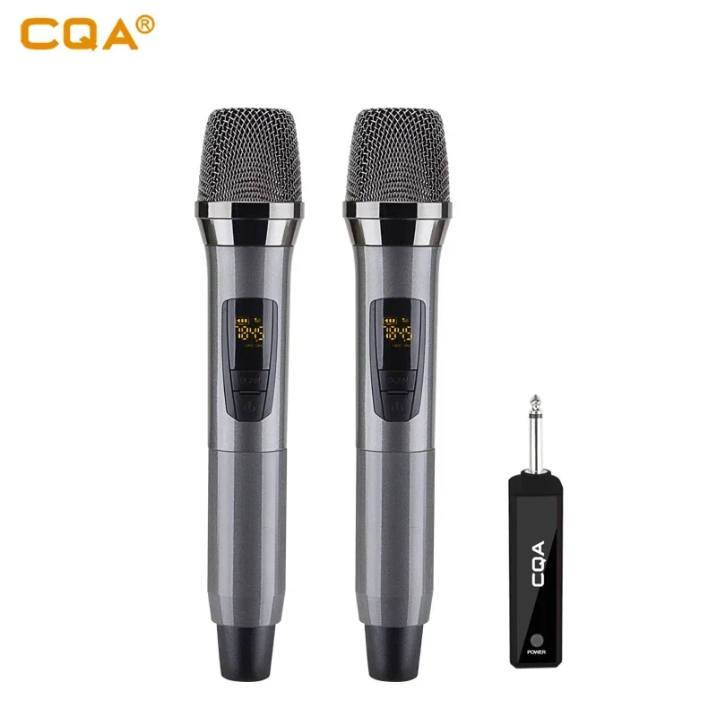 Wireless Microphone 2 Channels UHF Professional Handheld Mic Micphone For Party Karaoke Church Show Meeting 50 Meters Distance