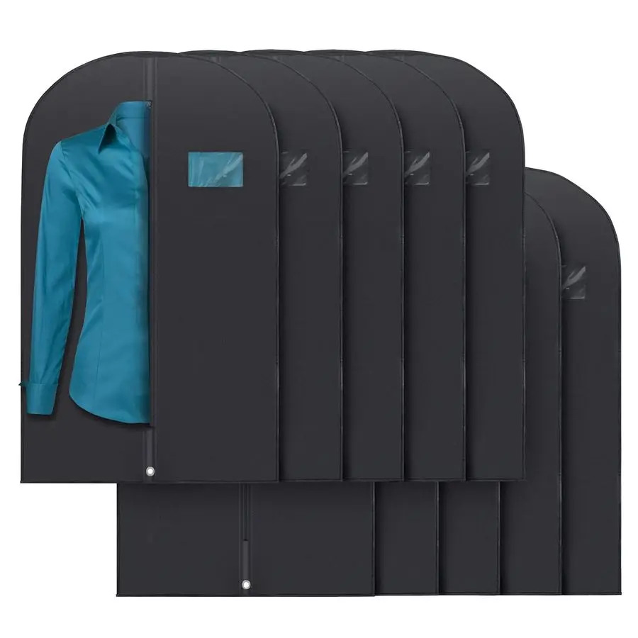 40 Black Garment Bags for Travel and Clothing Storage