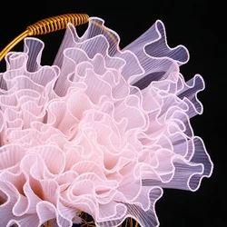 Luxurious Pearl Wave Yarn Flower Wrapping Paper - Elegant Lace Mesh for Handmade Bouquets & Gift Decor (Pure Edge Champagne)