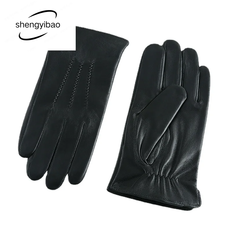 

Leather Men's Touch Screen Sheepskin European and American Factory Direct Sales Autumn and Winter Warm and Windproof Gloves