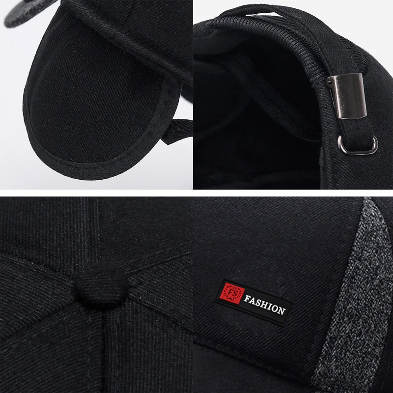 Baseball Cap Baseball Caps Hats Winter Dad Men's Baseball Cap Thicken Cotton Warm Snapback Caps for Men Windproof Ear Protection With Earflap Hat