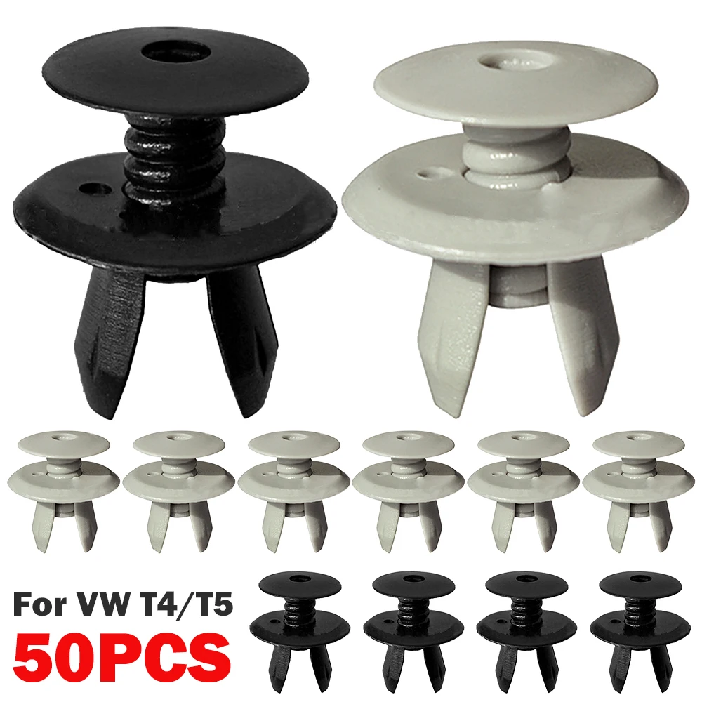 50X Auto Fastener Trim Panel Lining Clips 9Mm Foro Per Vw Volkswagen T4 T5 Transporter Eurovan Car Rivetti In Plastica 70186729901C